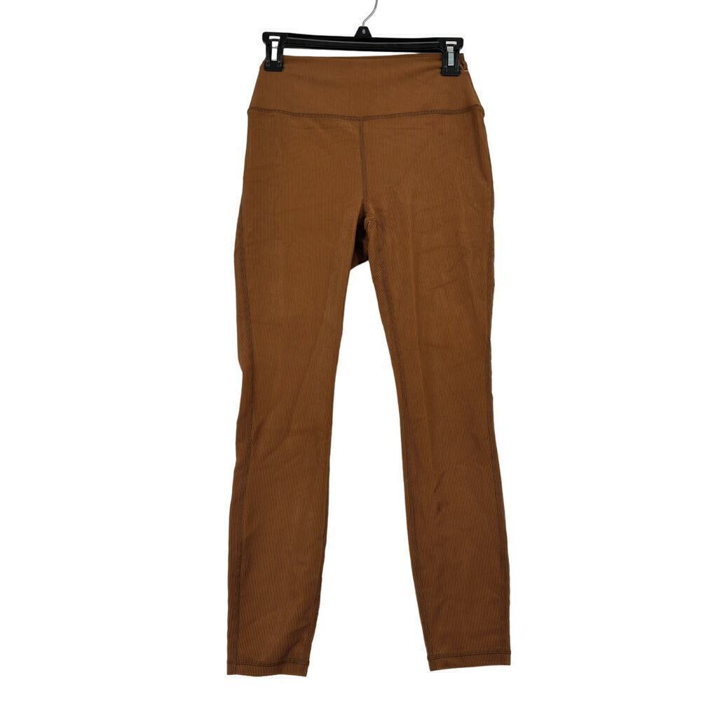 WeWoreWhat Ribbed Ankle Leggings Size M Brown‎ High Rise Stretch Knit NO BELT